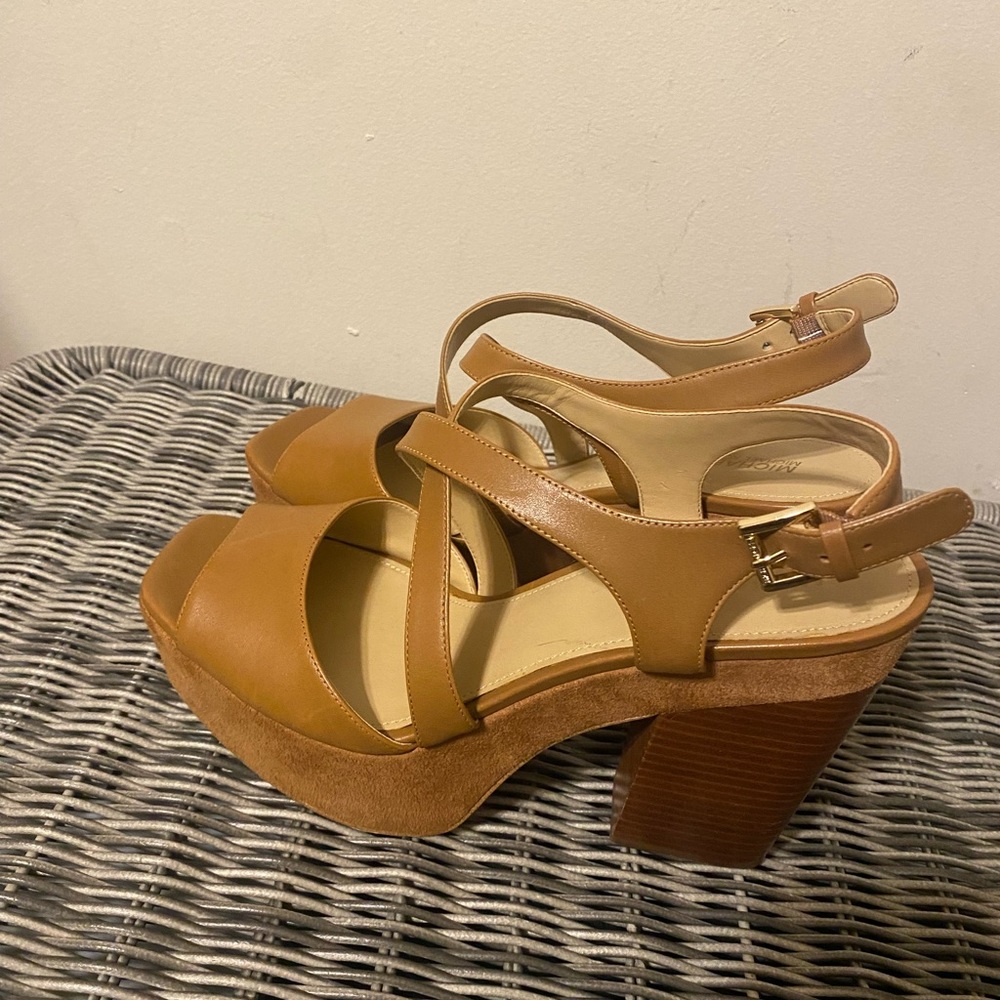 Michael kors camel platform sandals worn 2x